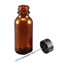 Boston Round Glass Bottle with Applicator Rod, Amber, 1 oz/30 mL